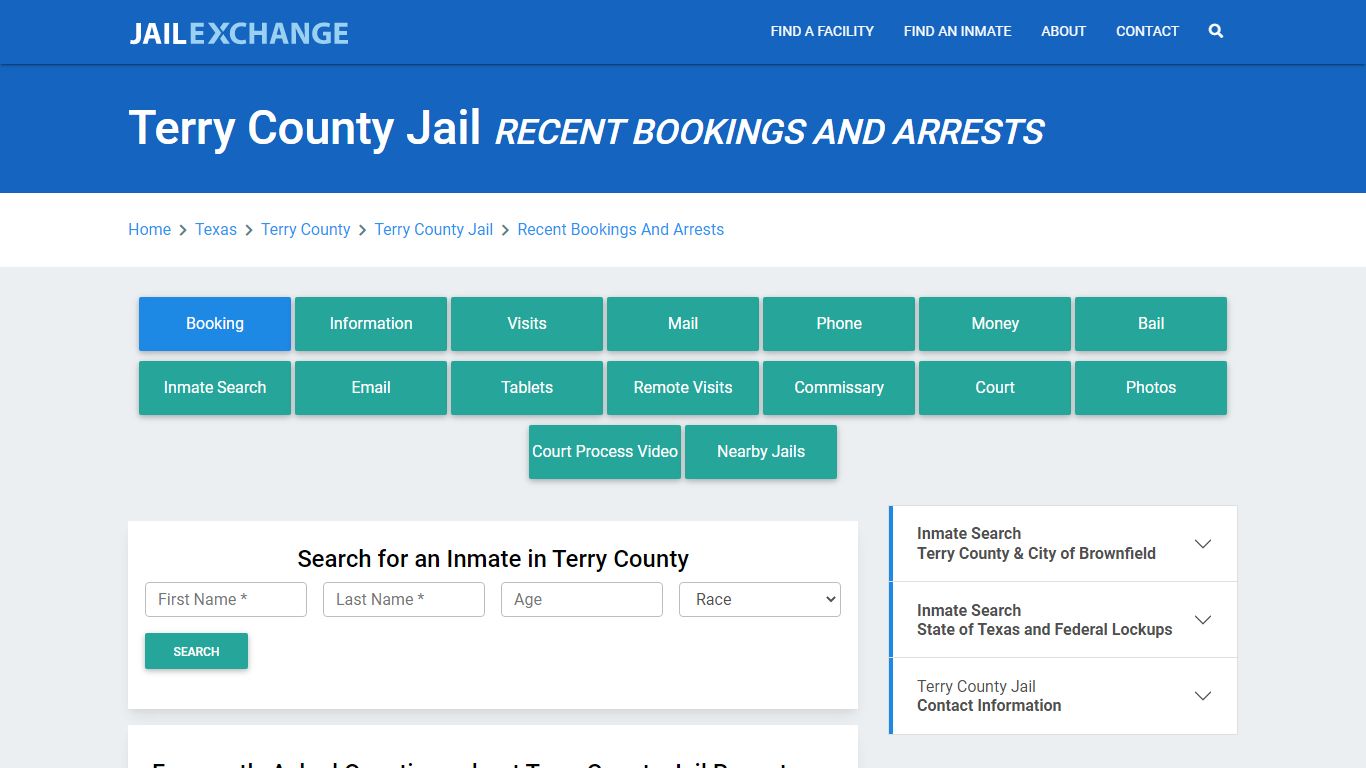 Terry County Jail Recent Bookings And Arrests - Jail Exchange