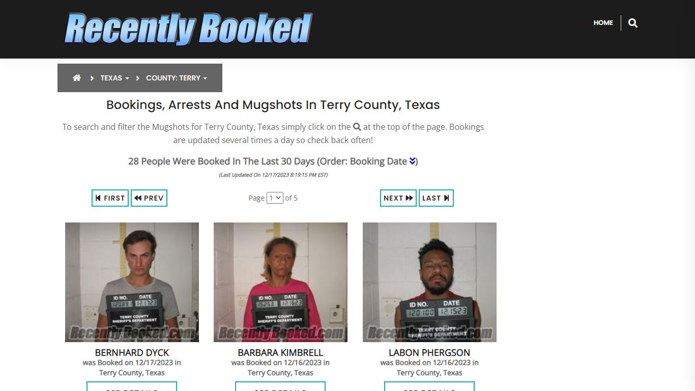 Recent bookings, Arrests, Mugshots in Terry County, Texas - Recently Booked
