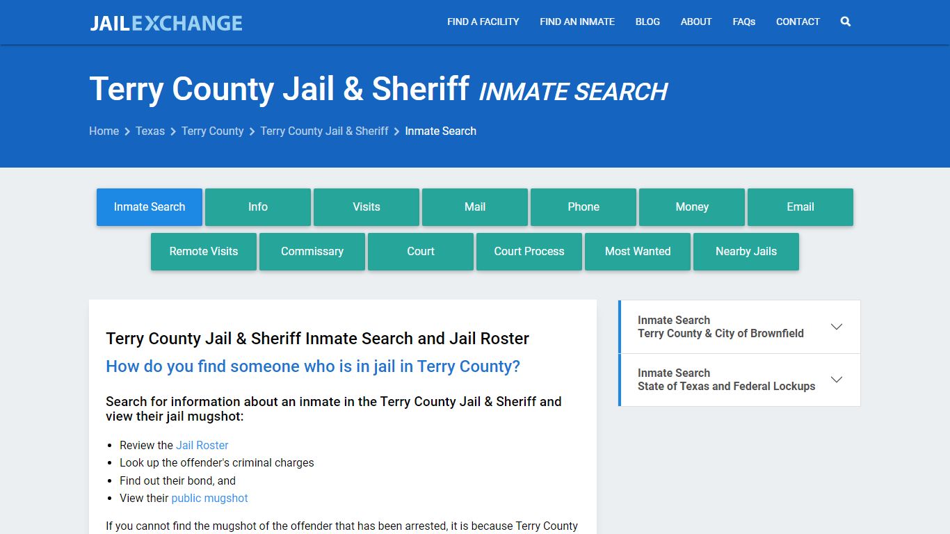 Inmate Search: Roster & Mugshots - Terry County Jail & Sheriff, TX
