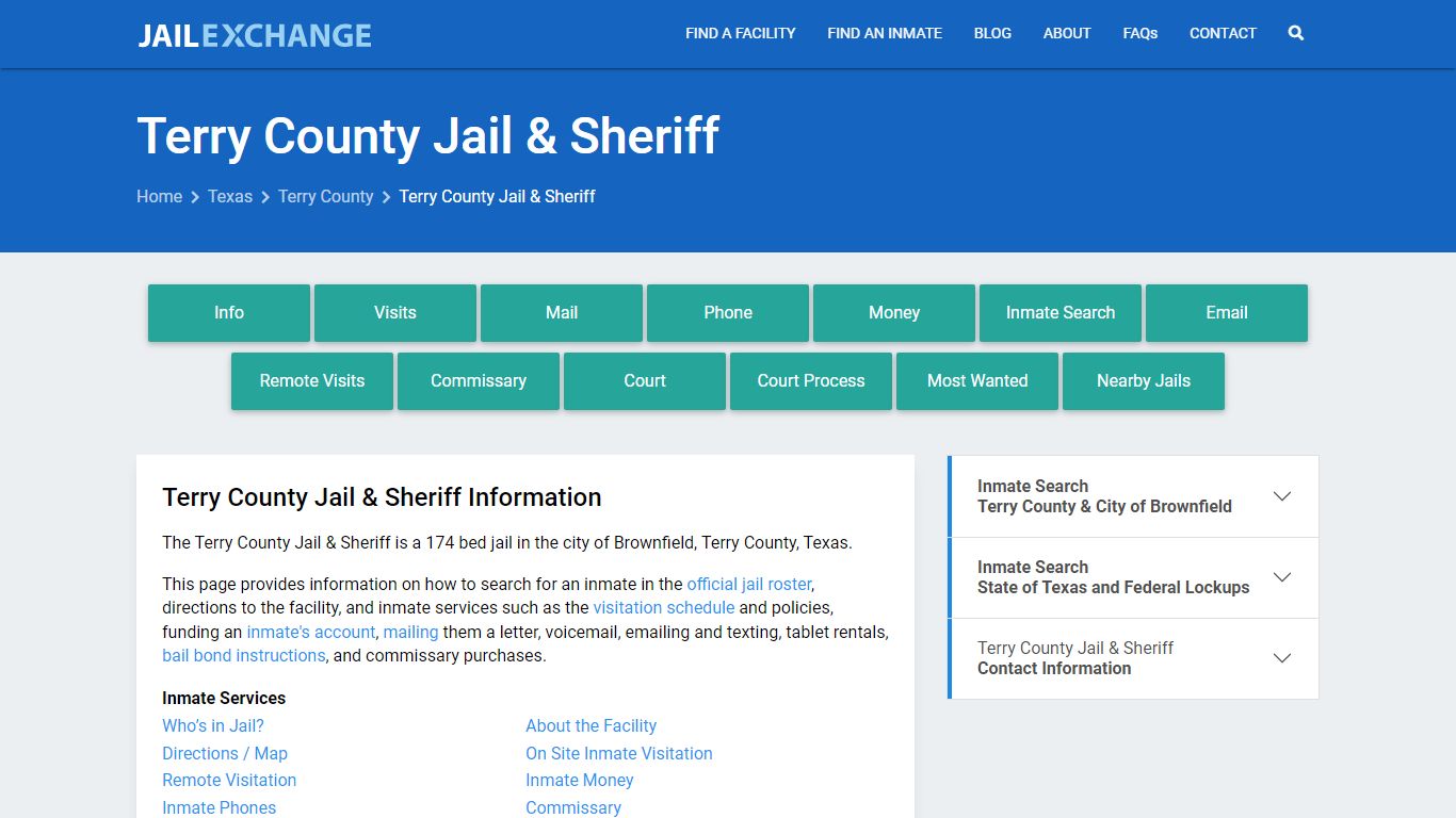 Terry County Jail & Sheriff, TX Inmate Search, Information